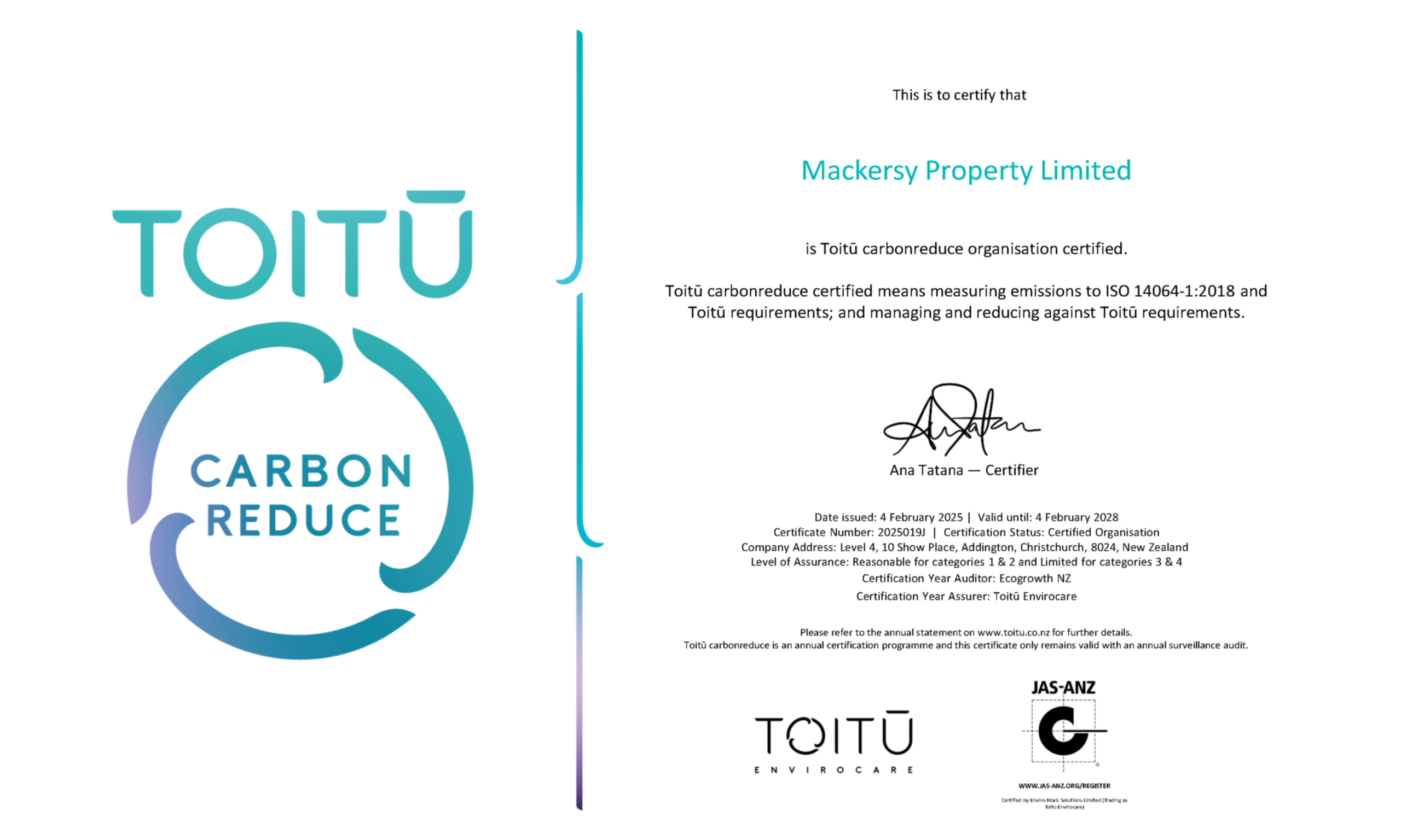 Certificate 2025019 J Mackersy Property Limited CR Org